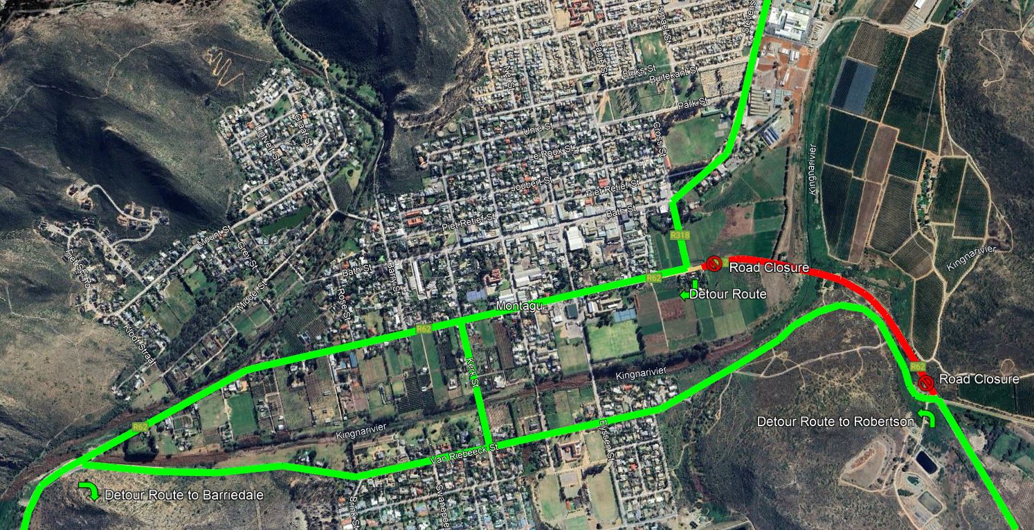 Montagu R62 Long Street Detour Route